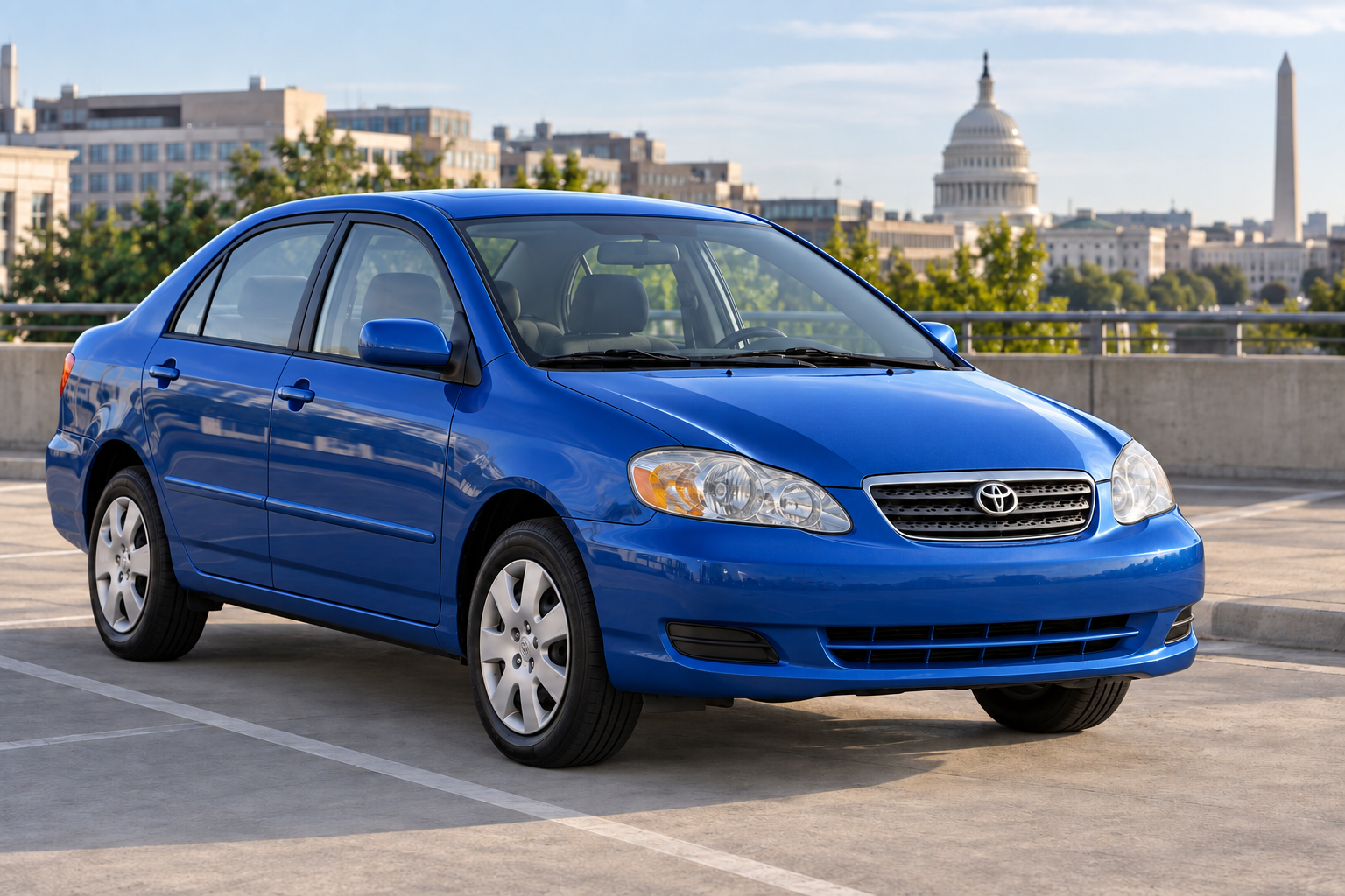Illustration of a blue 2008 Toyota Corolla
